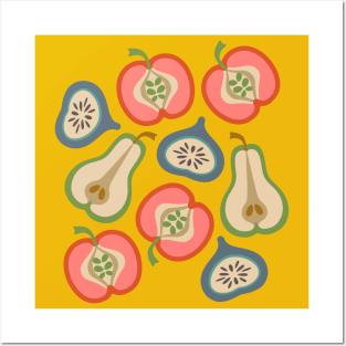 APPLE PEAR FIG Retro Summer Fruit Plump Ripe Colorful - UnBlink Studio by Jackie Tahara Posters and Art